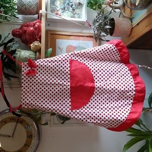Red and white polka dot apron
